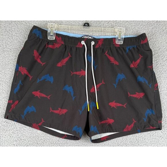 Bonobos Shorts Mens Size XL Black Beach Board Shorts Swim Trunks Shark AOP Sand - Picture 1 of 13